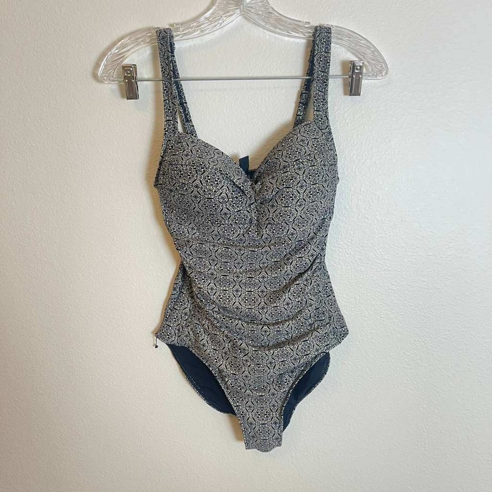 Niptuck Swim Womens One Piece Swimsuit Geometric Mosaic‎ Ruched Tummy Control 6